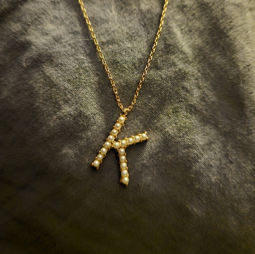 ✨️Gold and Pearl "K" Initial Necklace✨️